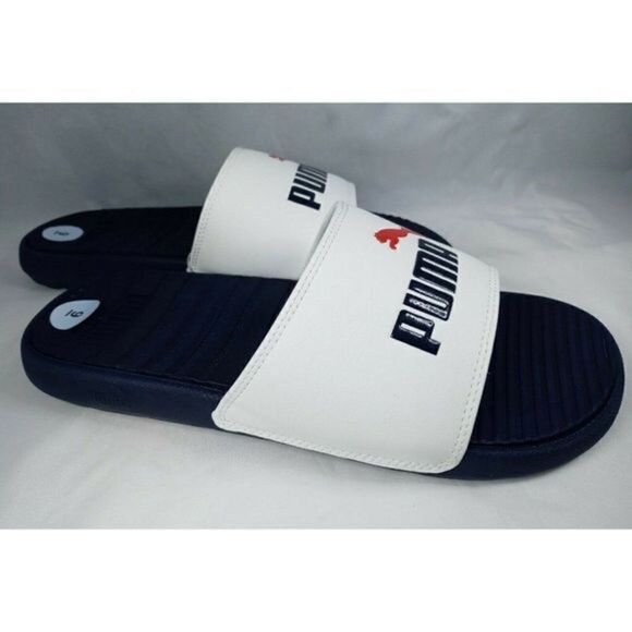 Puma Cool Cat Men\'s Slides Size‎ US 9 White-High Risk Red-Peacoat 371023 15 New main image 5